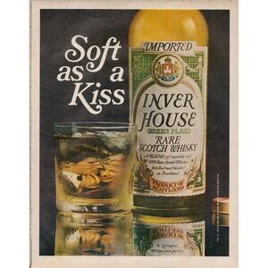 Inver House Rare Scotch Whisky Soft as a Kiss Vintage Liquor Print Ad 1970